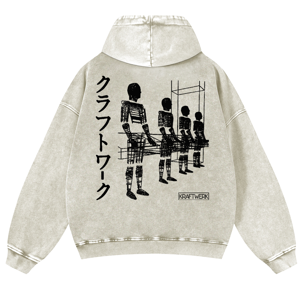 Kraftwerk Band Vintage Washed Cotton Back Art Hoodie