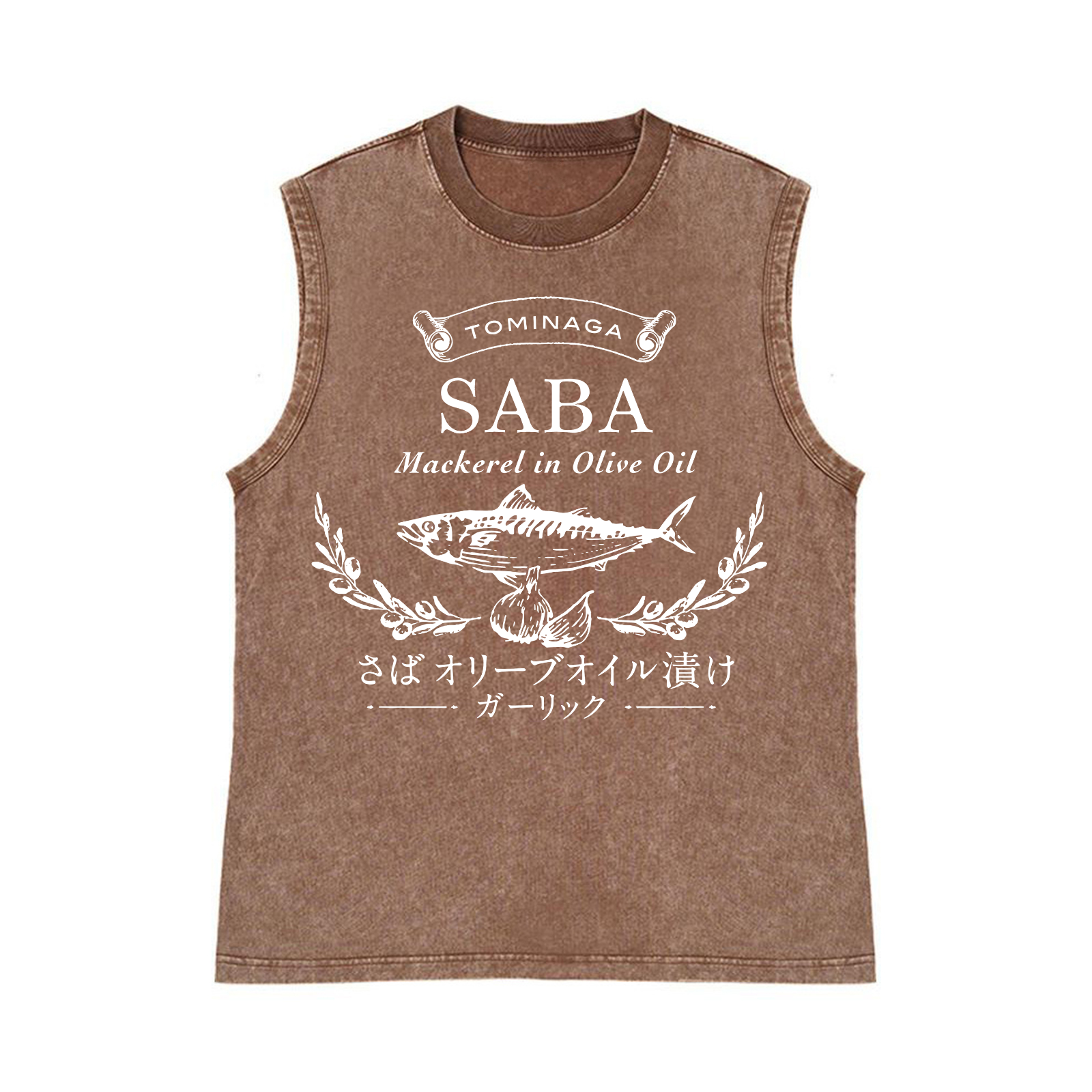 Mackerel FishPure Cotton Wash-Dyed Sleeveless Tank Top