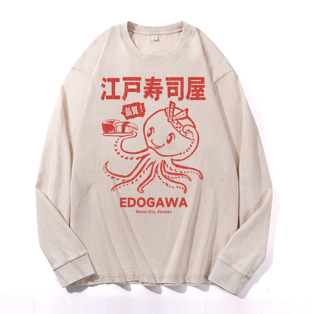 Edogawa Vintage Cotton Wash Crewneck Sweatshirt
