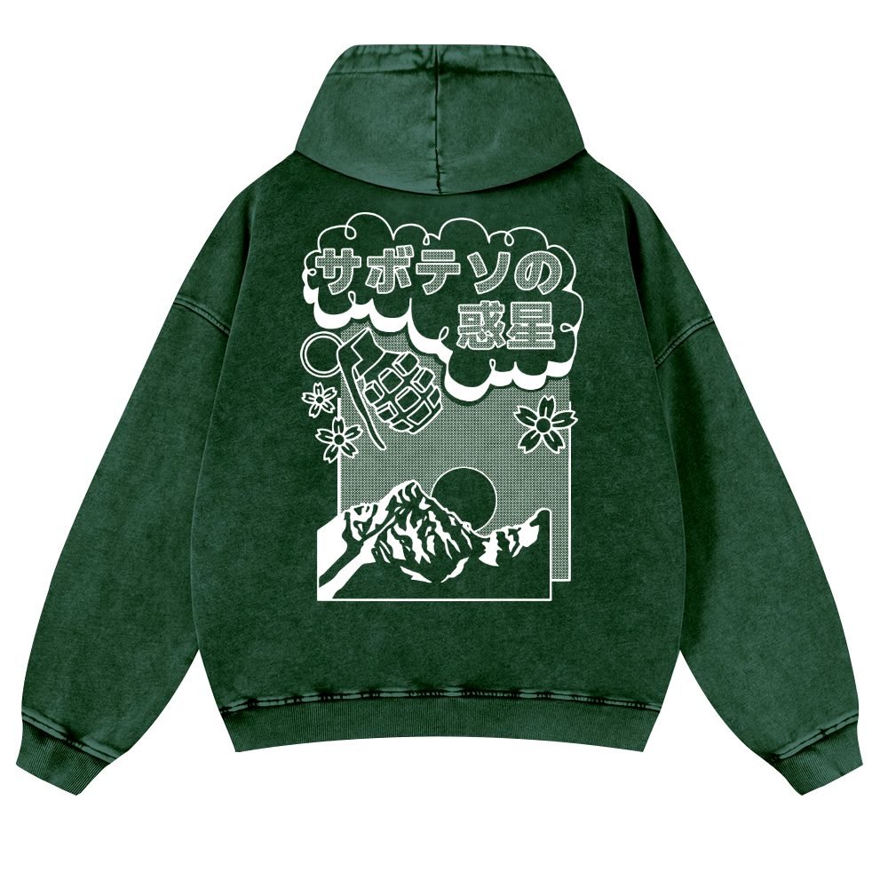 Sakura Vintage Washed Cotton Back Art Hoodie