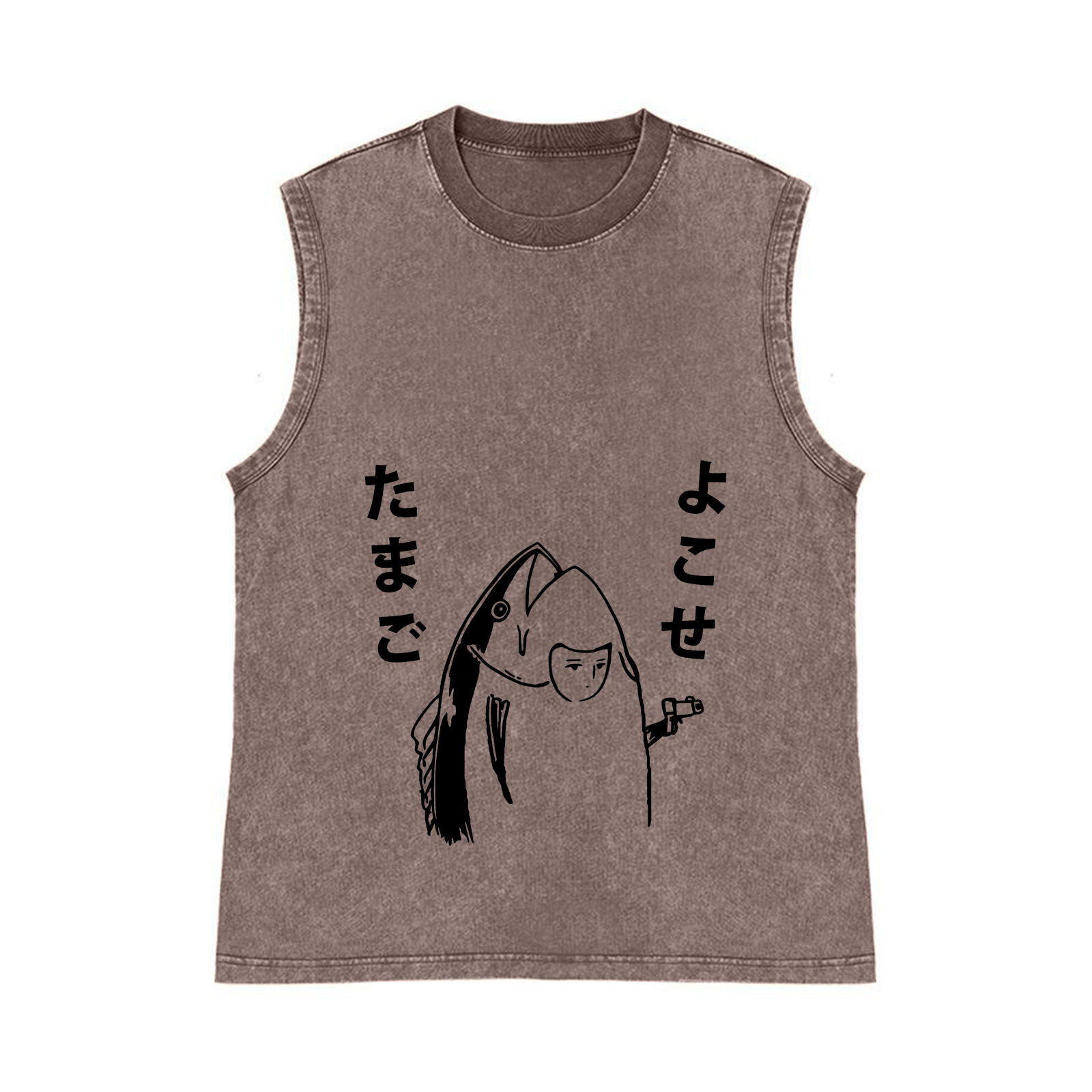 Takoyaki and Ramen Pure Cotton Wash-Dyed Sleeveless Tank Top