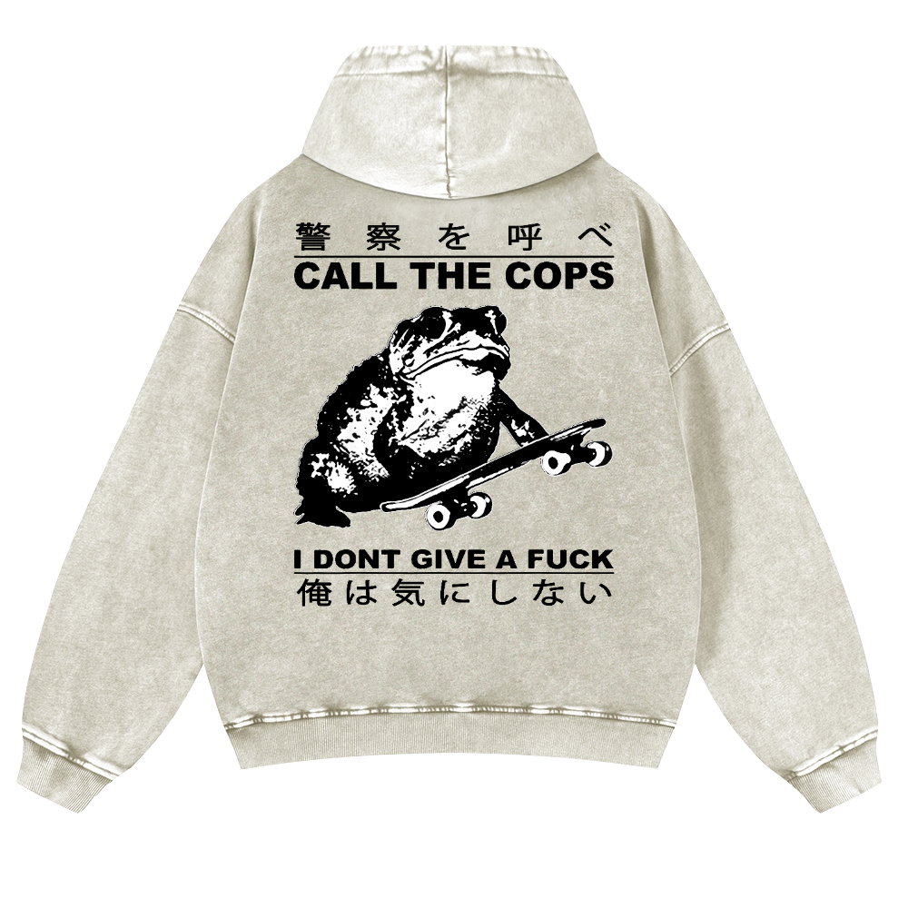 Frog Vintage Washed Cotton Back Art Hoodie