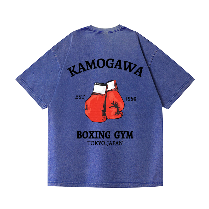 Kamogawa Boxing Gym Vintage Wash Japanese Design Back Art T-Shirt