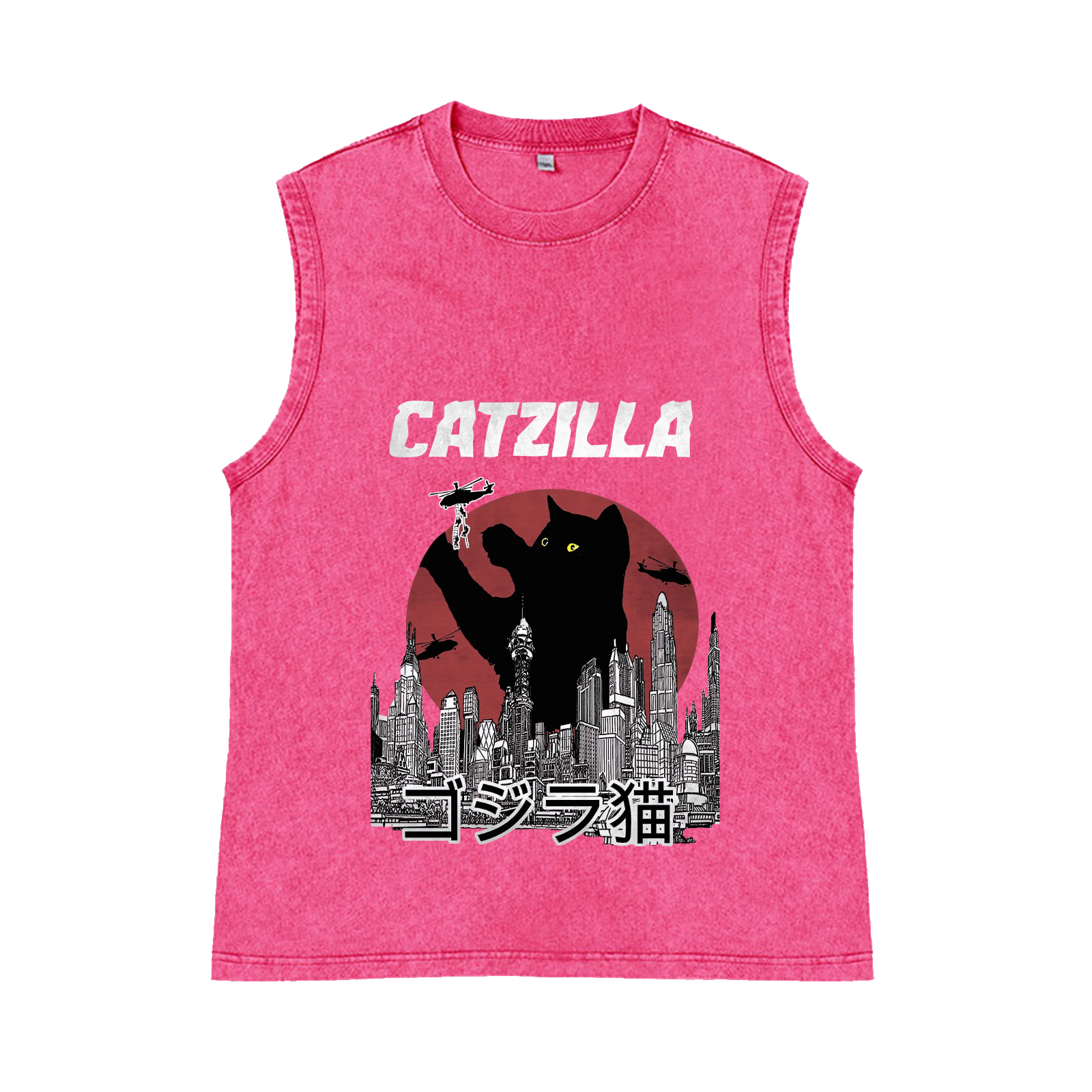 Catzilla Pure Cotton Wash-Dyed Sleeveless Tank Top