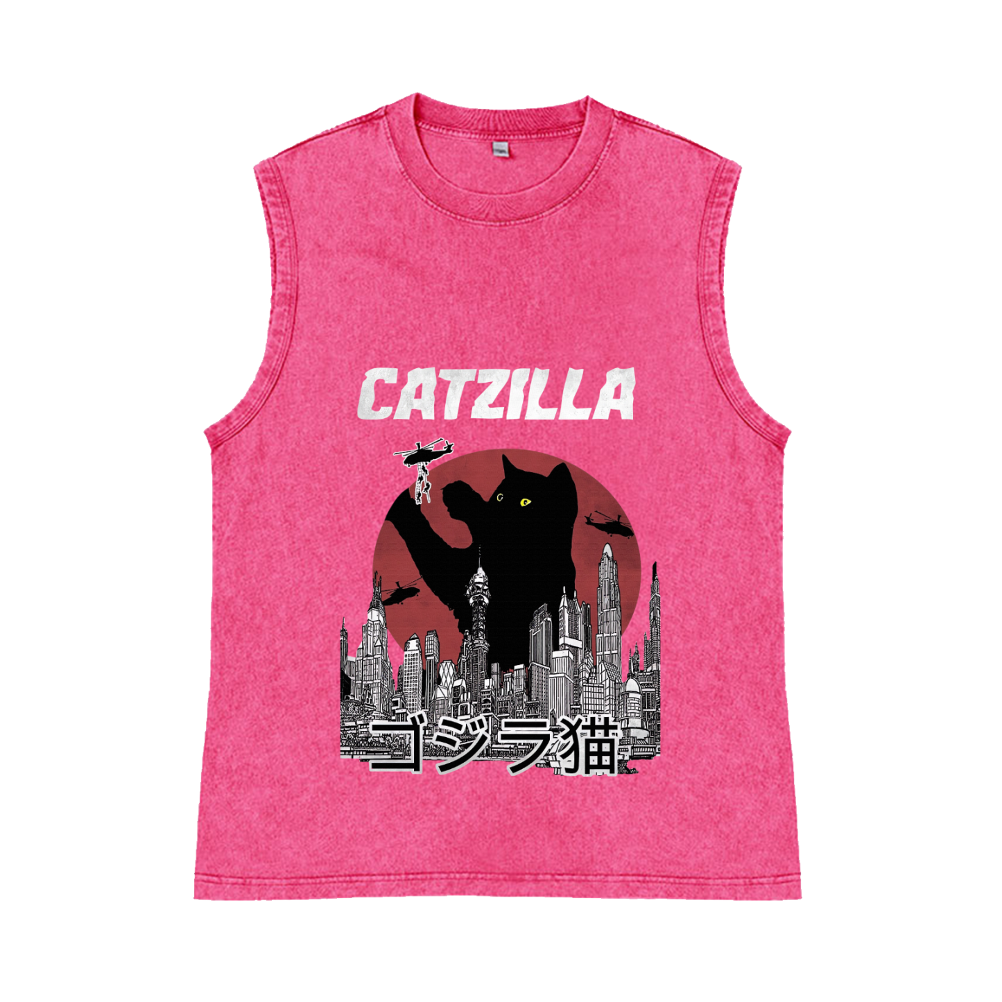 Catzilla Pure Cotton Wash-Dyed Sleeveless Tank Top