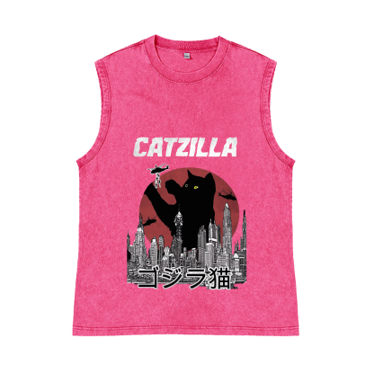 Catzilla Pure Cotton Wash-Dyed Sleeveless Tank Top