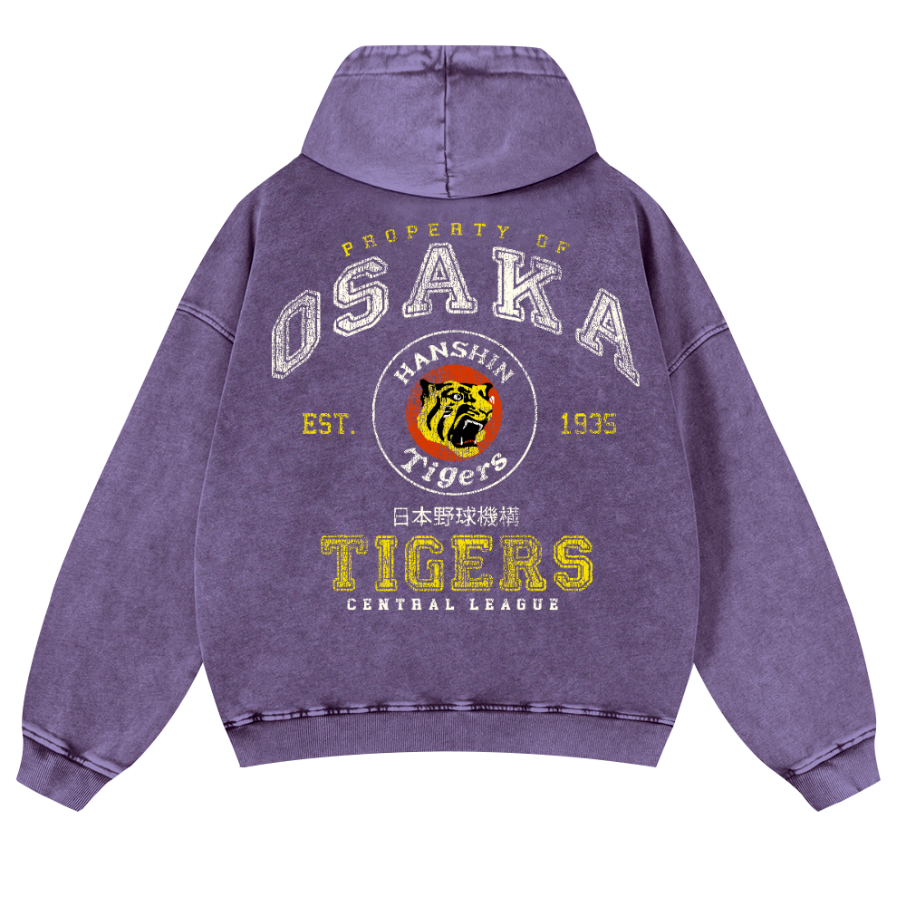 Osaka Hanshin Tigers Vintage Washed Cotton Back Art Hoodie