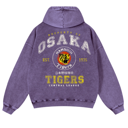 Osaka Hanshin Tigers Vintage Washed Cotton Back Art Hoodie