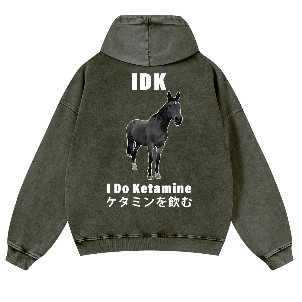 I Do Ketamine Horse Vintage Washed Cotton Back Art Hoodie