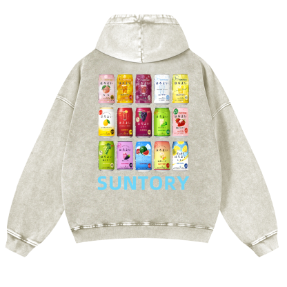 Suntory Vintage Washed Cotton Back Art Hoodie