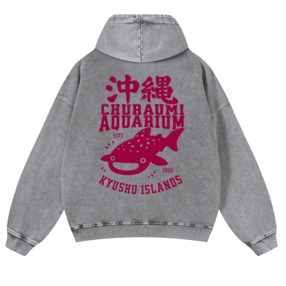 Okinawa Churaumi Aquarium Kyushu Islands Fish Vintage Washed Cotton Back Art Hoodie