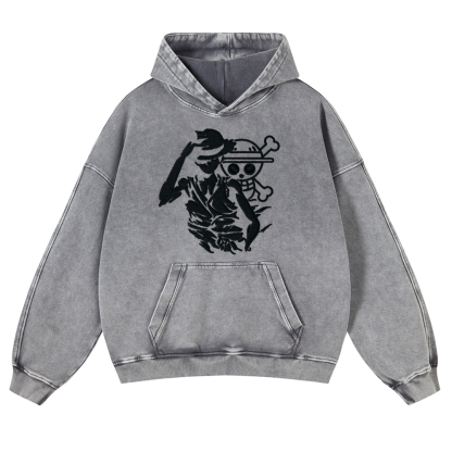 One Piece Vintage Washed Thick Cotton Hoodie