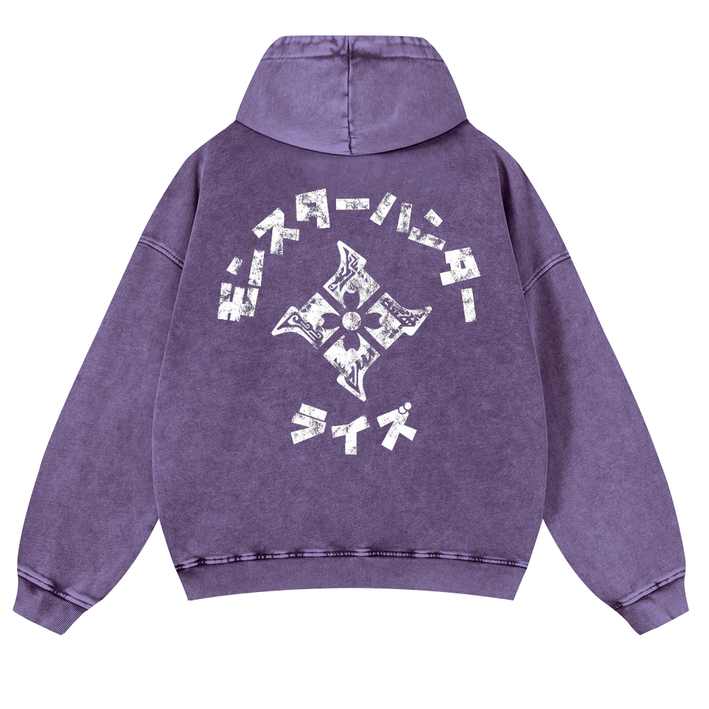 Monster Hunter Rise Vintage Washed Cotton Back Art Hoodie