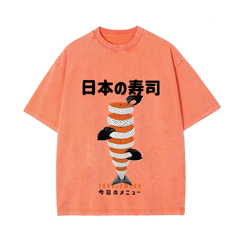 Delicious Salmon Sushi Vintage Wash Japanese Design T-Shirt
