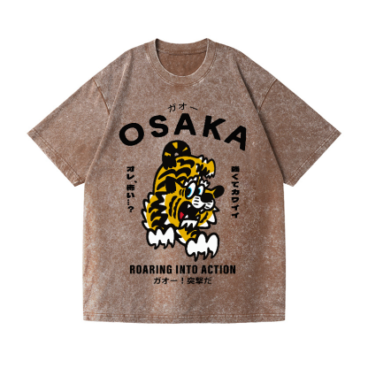 Osaka Tiger Vintage Wash Japanese Design T-Shirt