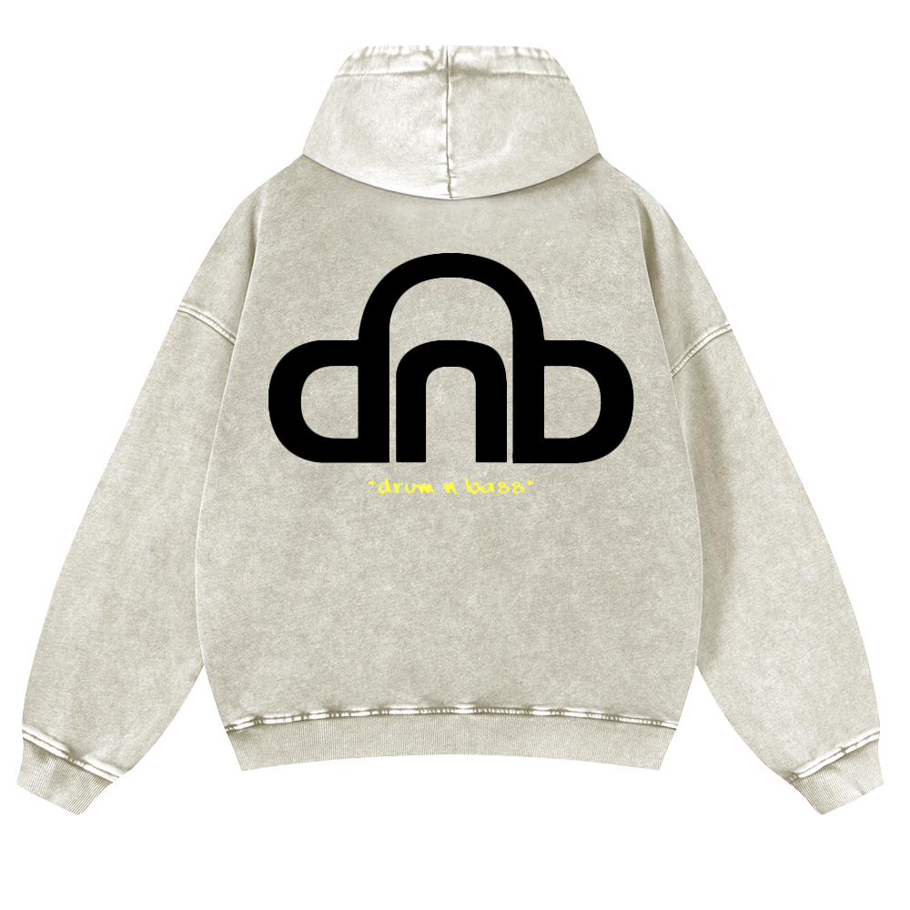 Drum & Bass Vintage Washed Cotton Back Art Hoodie