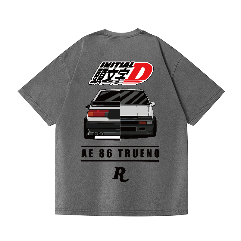 Initial D Vintage Wash Japanese Design Back Art T-Shirt