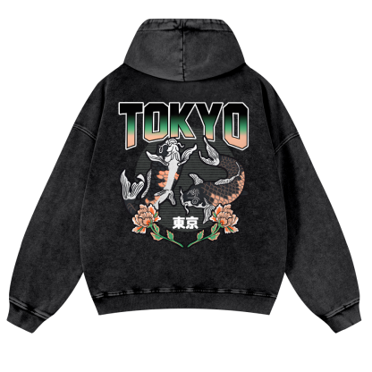 Tokyo Fish Vintage Washed Cotton Back Art Hoodie