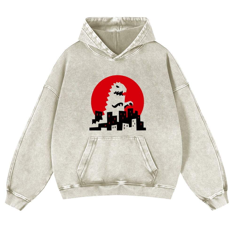 Godzilla Vintage Washed Thick Cotton Hoodie