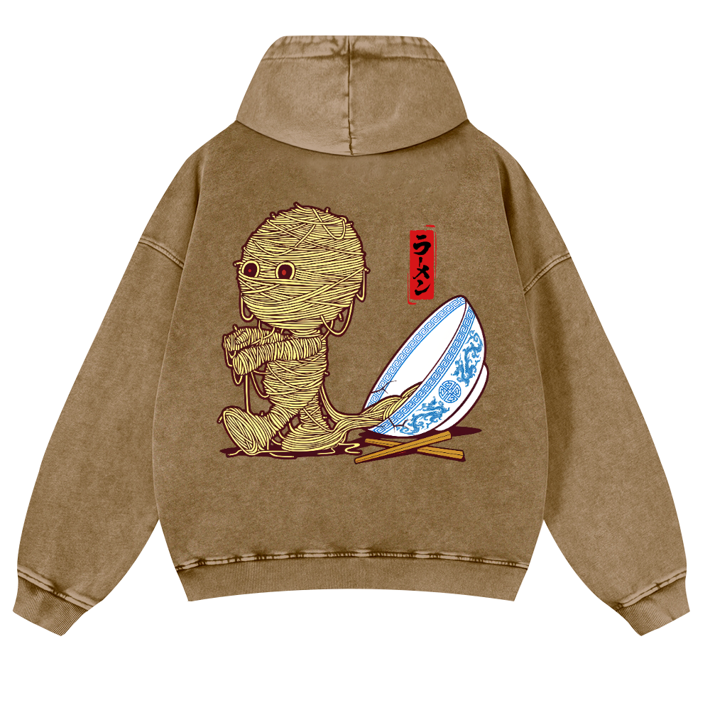 Ramen Yummy Vintage Washed Cotton Back Art Hoodie