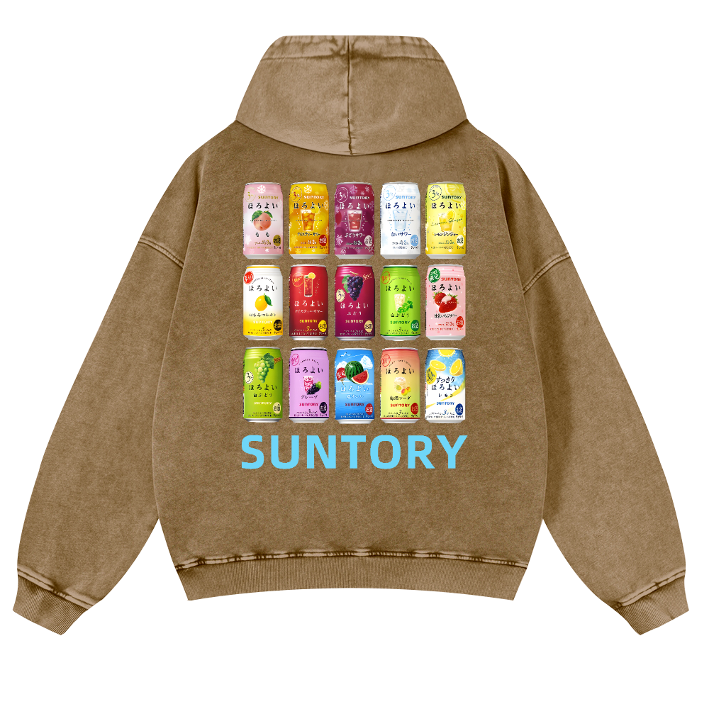 Suntory Vintage Washed Cotton Back Art Hoodie