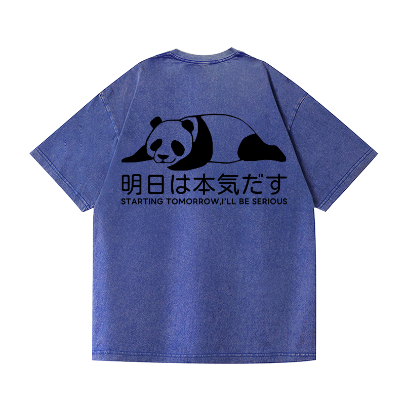 Panda Vintage Wash Japanese Design Back Art T-Shirt