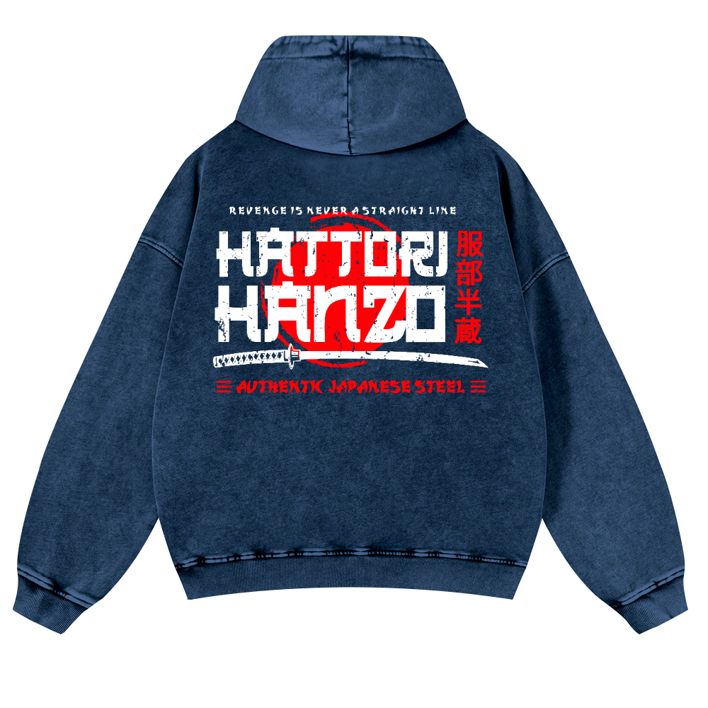 Okinawa Hattori Hanzo Vintage Washed Cotton Back Art Hoodie