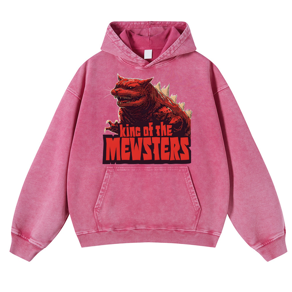 Catzilla Cat Godzilla Vintage Washed Thick Cotton Hoodie