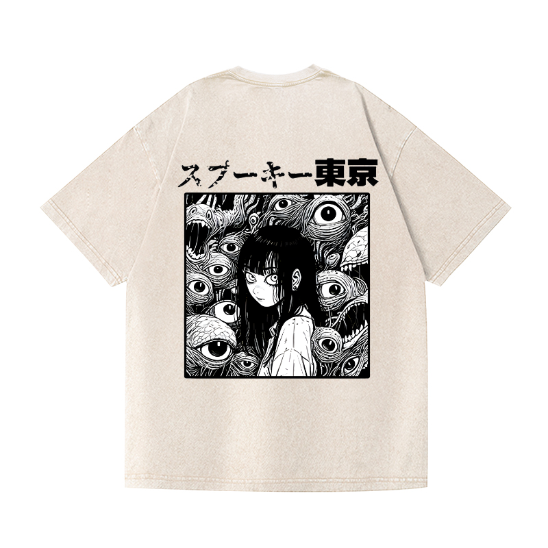 Tokyo Girl Vintage Wash Japanese Design Back Art T-Shirt