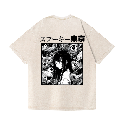 Tokyo Girl Vintage Wash Japanese Design Back Art T-Shirt