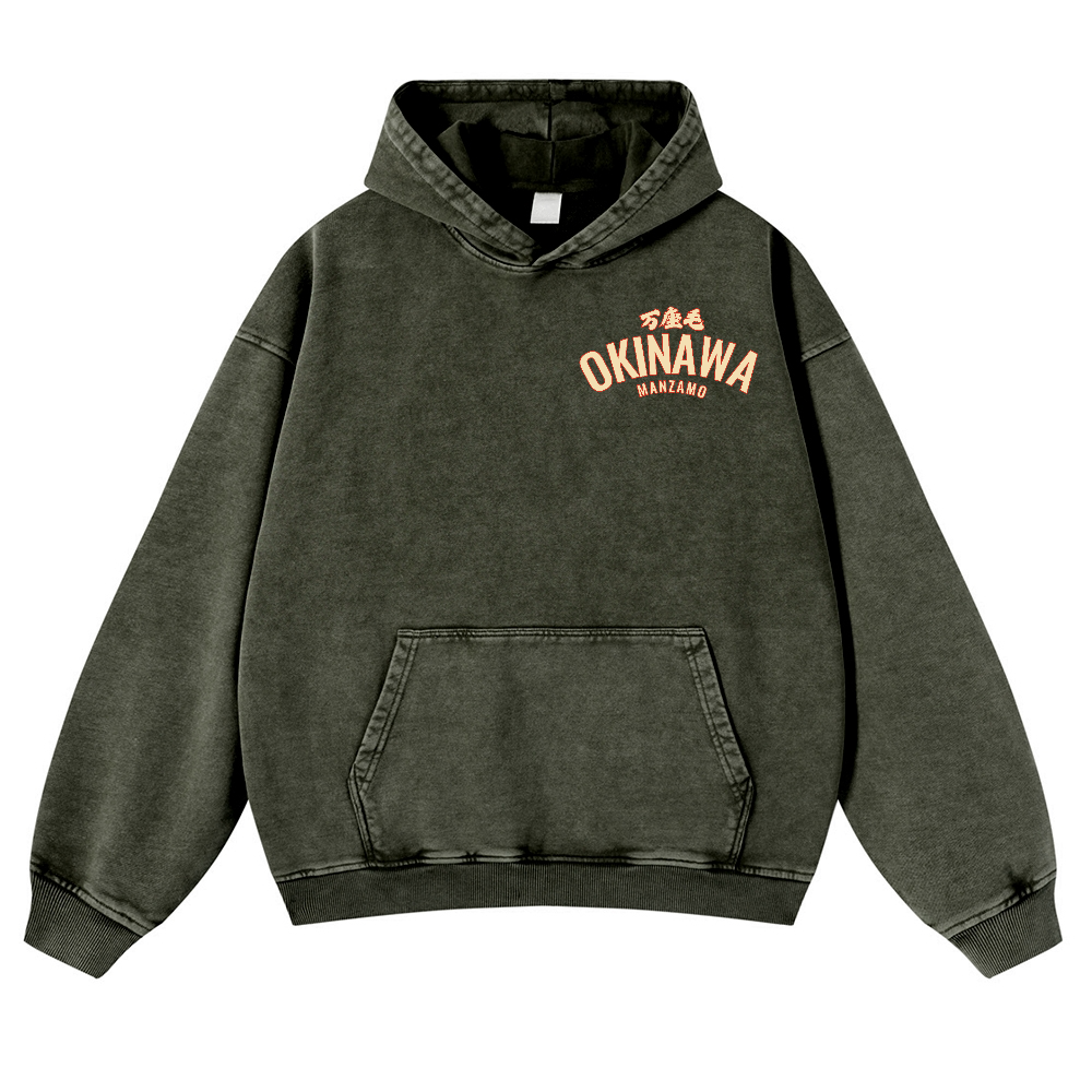 Okinawa Drunken Octopus Vintage Washed Cotton Back Art Hoodie