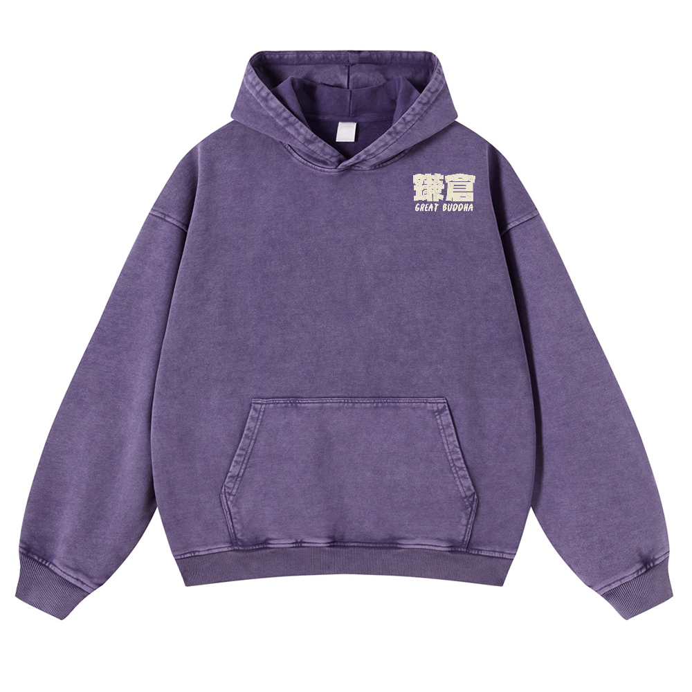 Kamakura Daibutsu Great Buddha Vintage Washed Cotton Back Art Hoodie