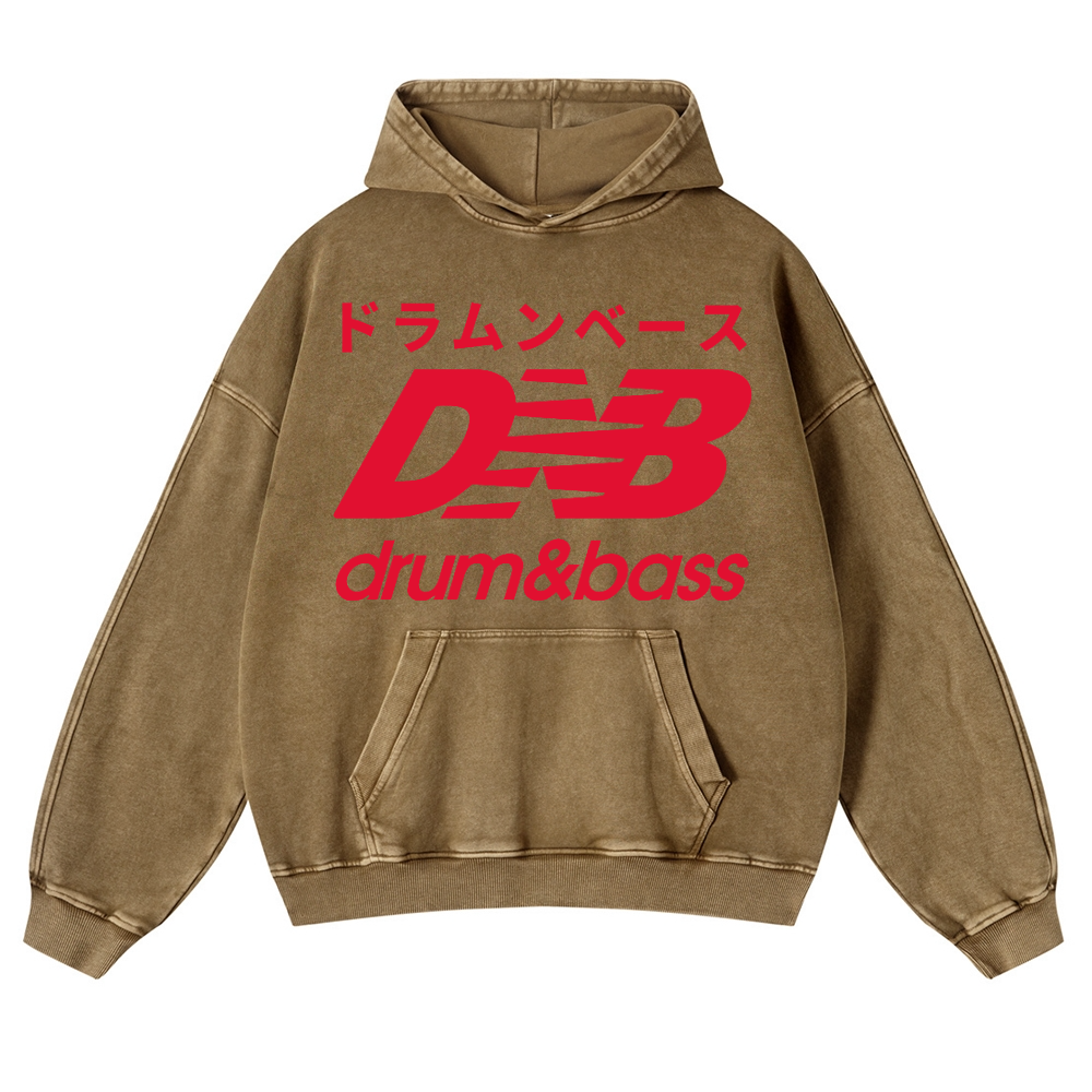 Drum and Bass Vintage Washed Thick Cotton Hoodie