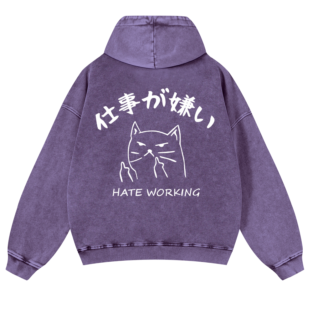 Hate Working Vintage Washed Cotton Back Art Hoodie
