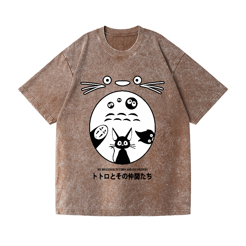 Studio Ghibli Totoro No Face Kaonashi Vintage Wash Japanese Design T-S