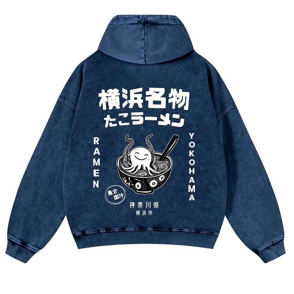 Yokohama Ramen Vintage Washed Cotton Back Art Hoodie