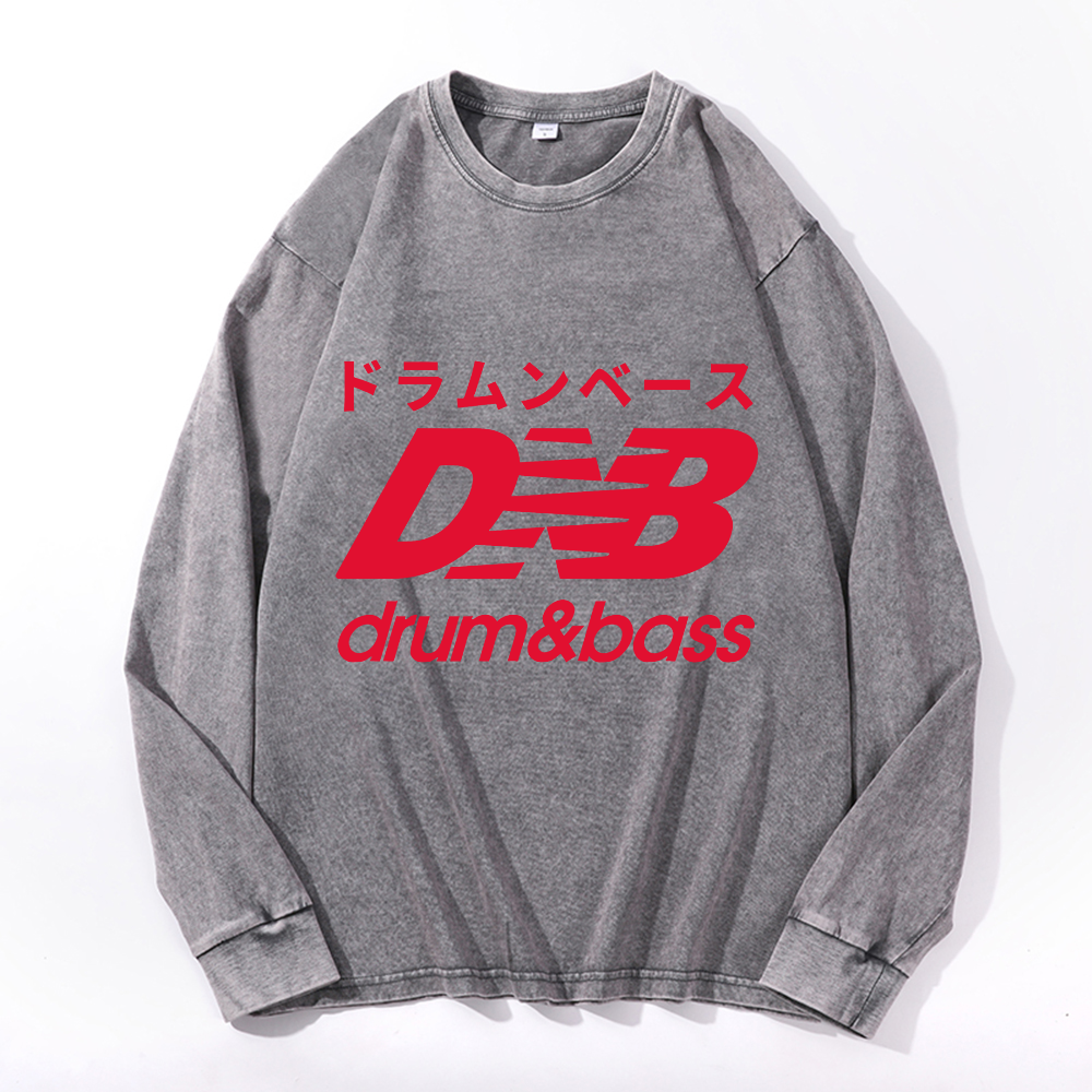 Drum and Bass Vintage Cotton Wash Crewneck Sweatshirt
