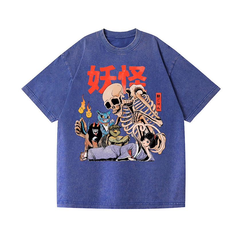 A Mysterious Group of Japanese Yokai Vintage Wash Japanese Design T-Shirt