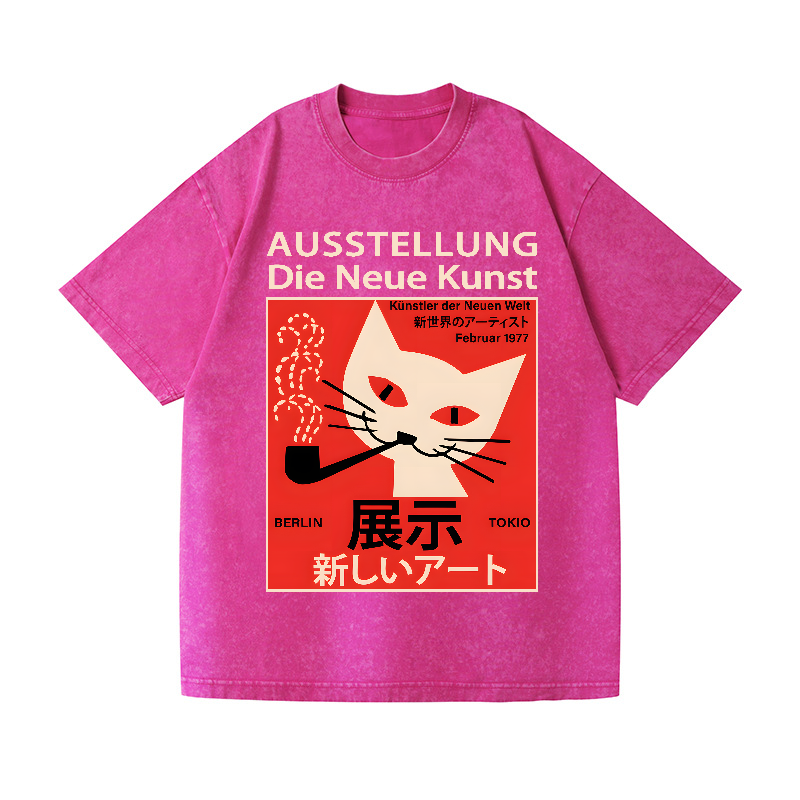 Smoke Cat Vintage Wash Japanese Design T-Shirt