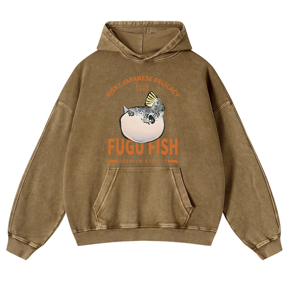 Japan's Risky Eats Vintage Washed Thick Cotton Hoodie