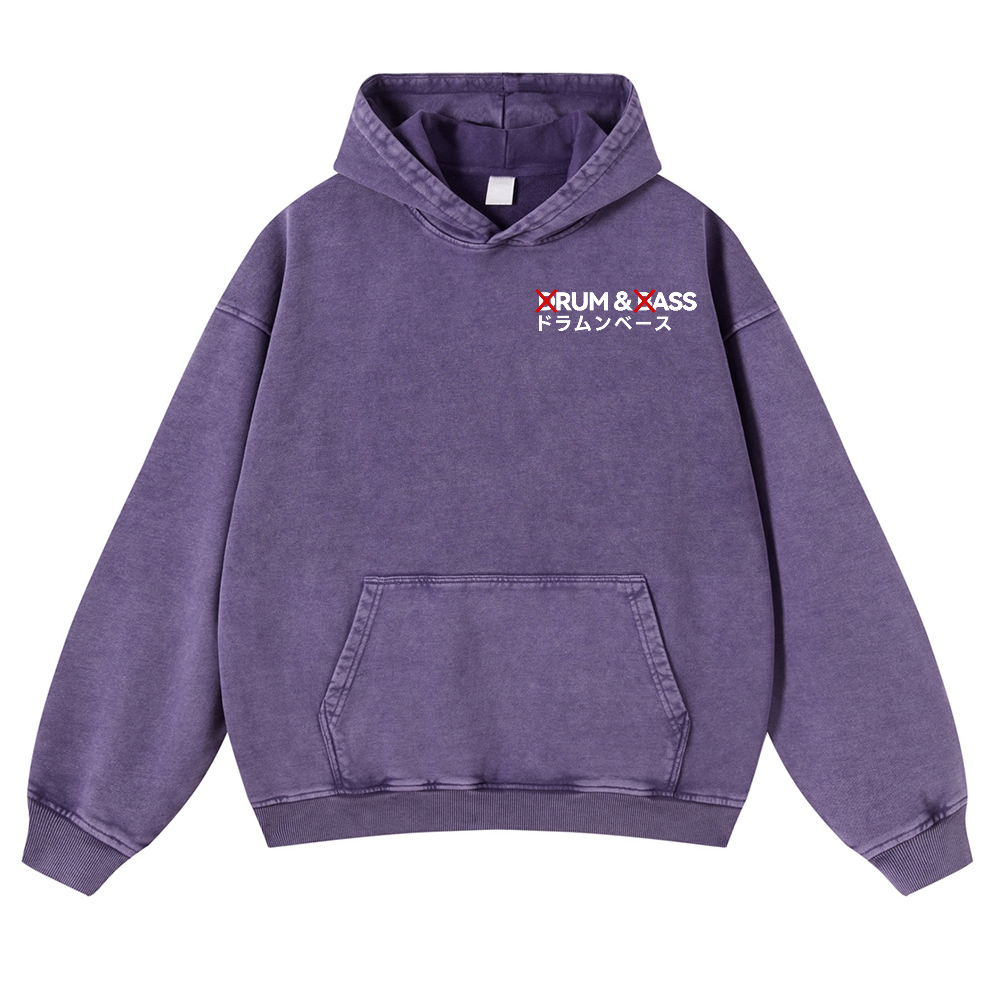Drum and Bass Vintage Washed Cotton Back Art Hoodie