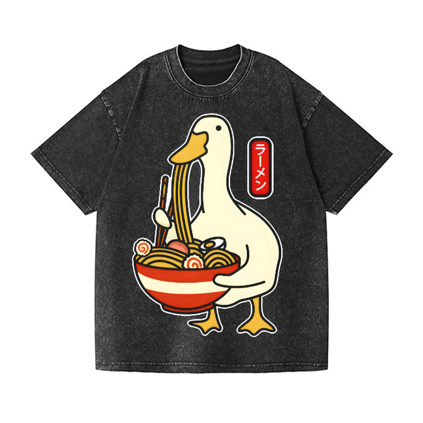 Duck and Ramen Vintage Wash Japanese Design T-Shirt