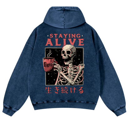 Skull Vintage Washed Cotton Back Art Hoodie