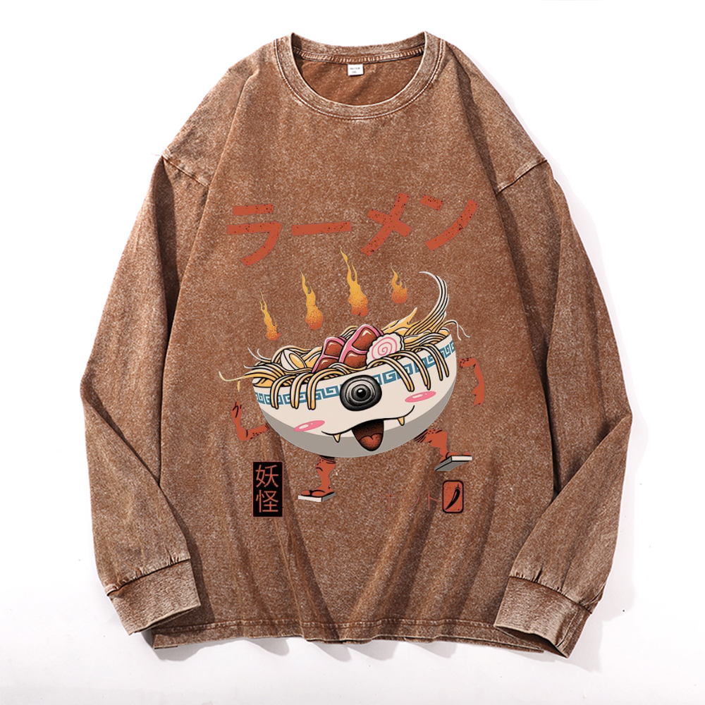 Ramen Monster Vintage Cotton Wash Crewneck Sweatshirt