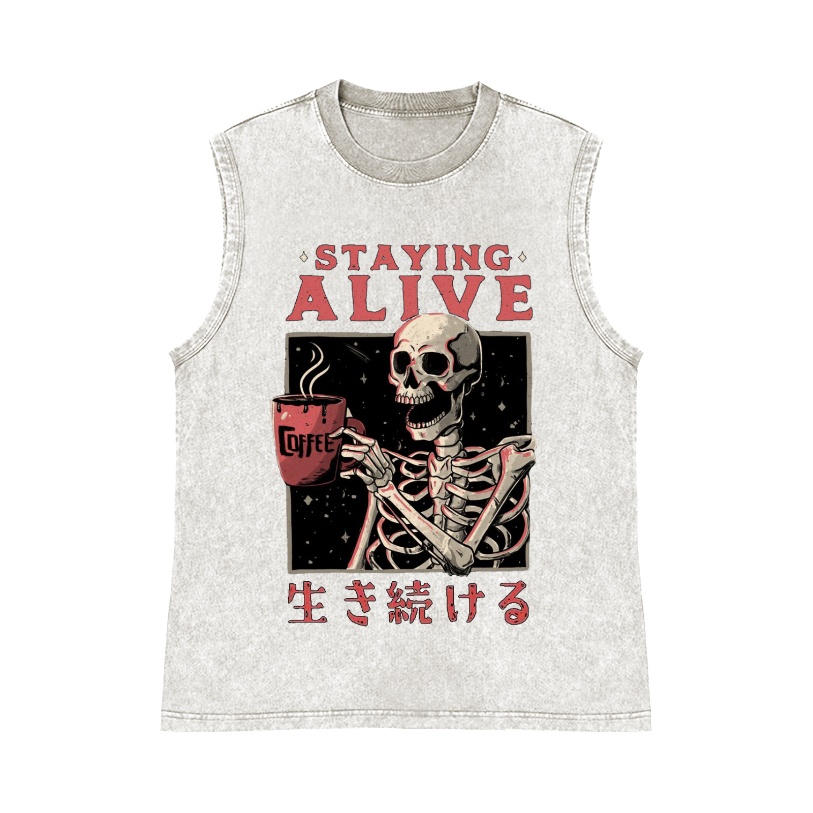 Staying Alive Pure Cotton Wash-Dyed Sleeveless Tank Top