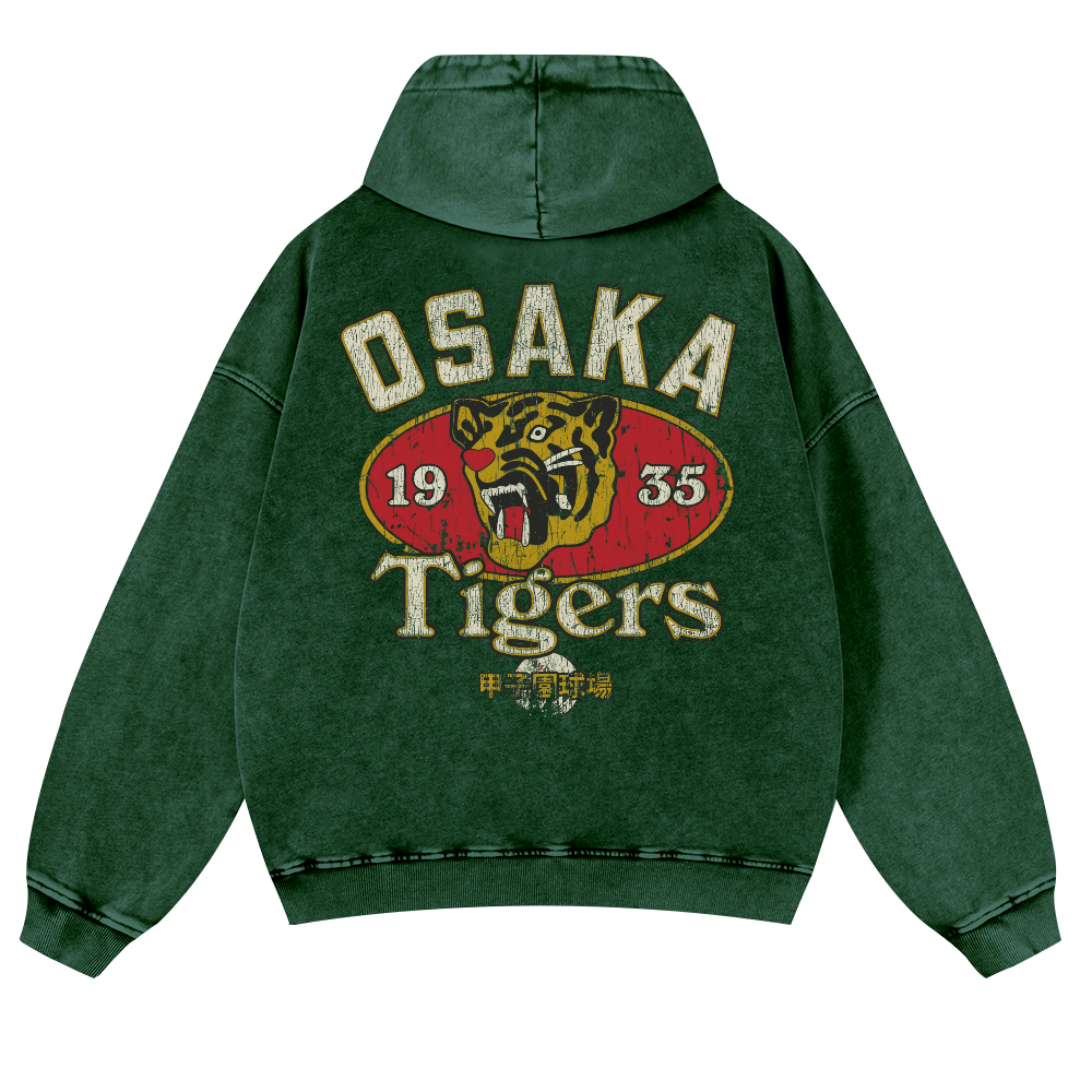 Osaka Tiger 1935 Vintage Washed Cotton Back Art Hoodie