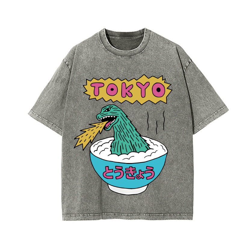 The Monster Rice of Tokyo Vintage Wash Japanese Design T-Shirt