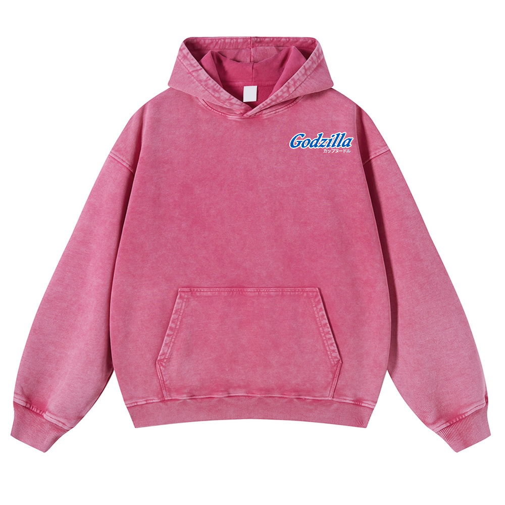 Godzilla Cup Noodles Vintage Washed Cotton Back Art Hoodie