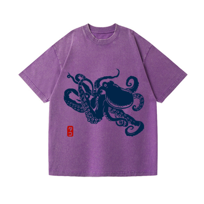 Octopus Vintage Wash Japanese Design T-Shirt