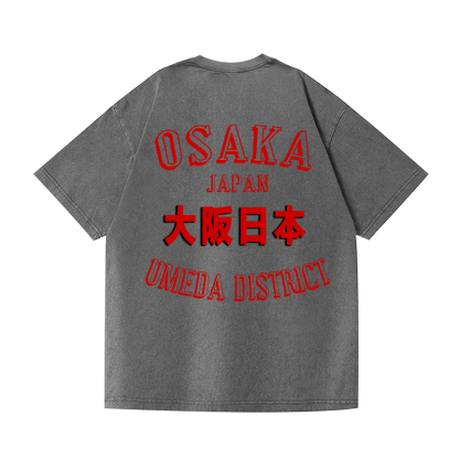 Osaka Vintage Wash Japanese Design Back Art T-Shirt